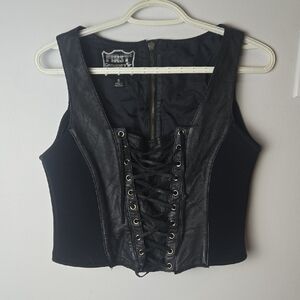 First Genuine Leather Lace-Up Corset Vest - Size Small